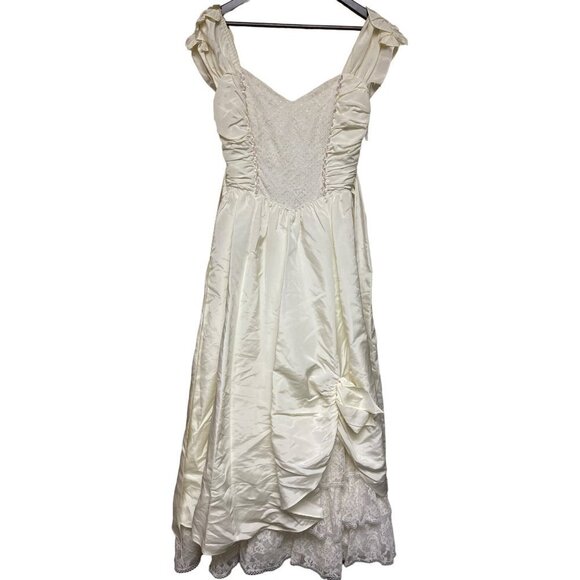 Jessica McClintock Gunne Sax Ivory VTG Wedding Prom Dress Sleeveless Small FLAW - Picture 1 of 9